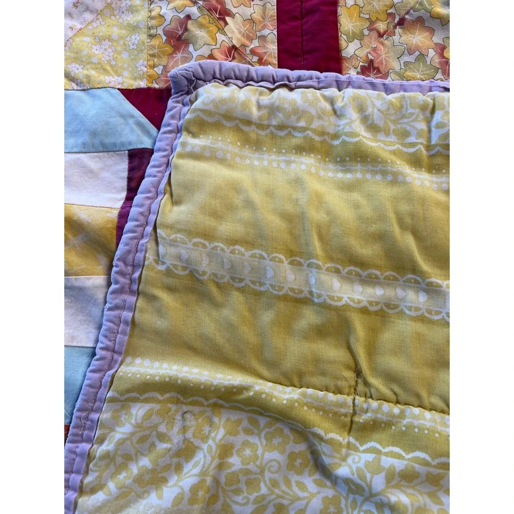 Handmade Patchwork Quilt Crib‎ Kids Small Multicolor Floral Cottagecore Blanket